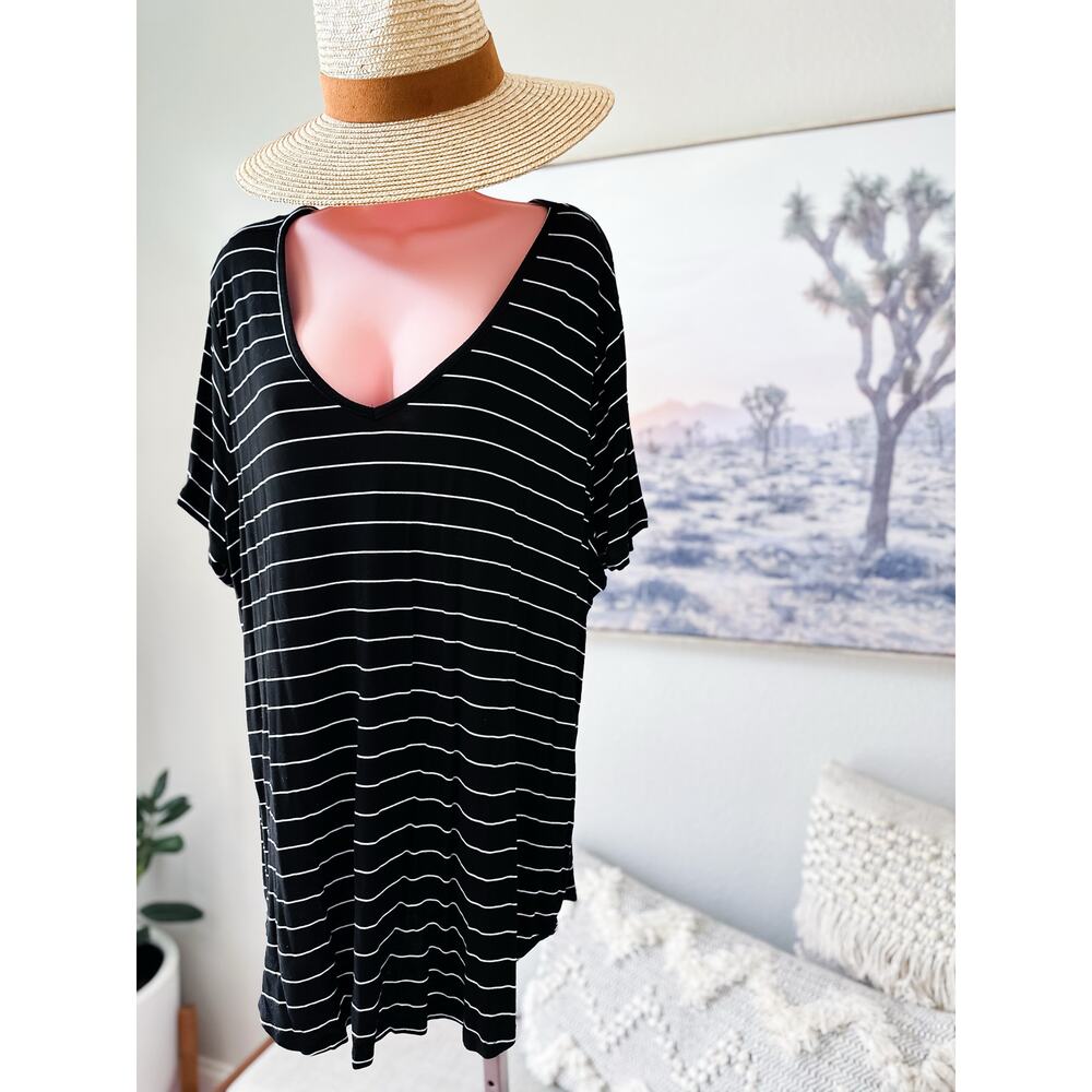 Laidback Daydream Oversized slouchy striped relaxed drape tunic plus size - Picture 2 of 4